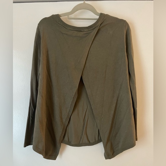 Army green sweater with open back. - Picture 3 of 3